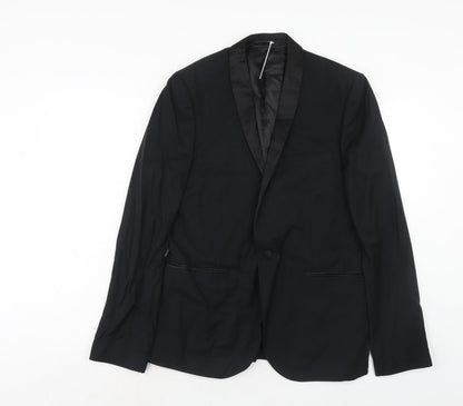 Mens UK Size 42 Topman Regular Black Suit Jacket