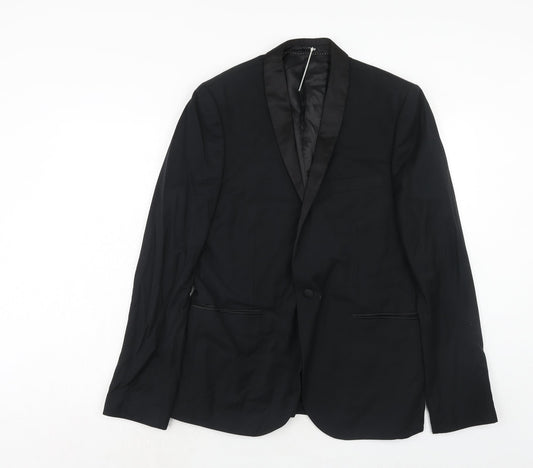 Mens UK Size 42 Topman Regular Black Suit Jacket