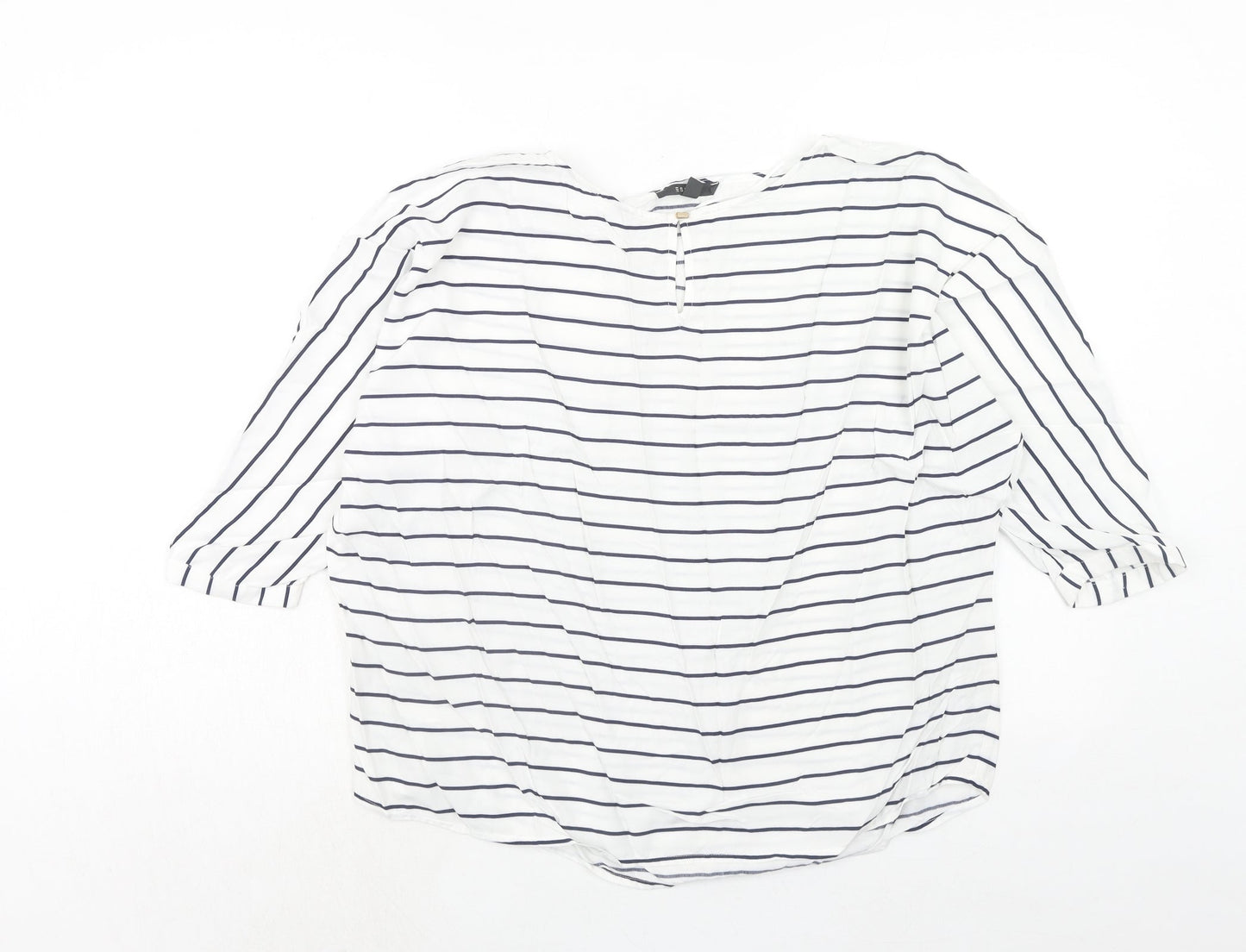 Esprit Womens White Striped Viscose Basic Blouse Size M Round Neck