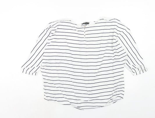 Esprit Womens White Striped Viscose Basic Blouse Size M Round Neck