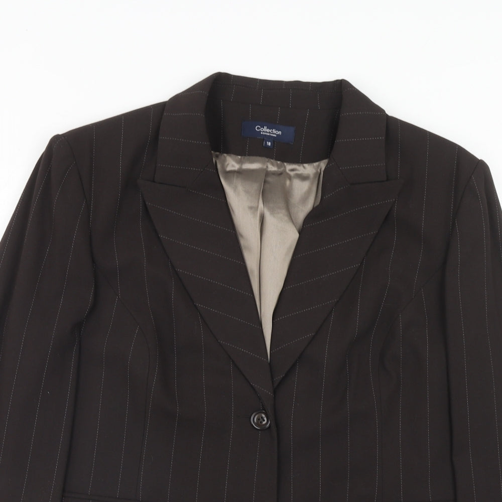 Debenhams Womens Brown Striped Viscose Jacket Suit Jacket Size 18