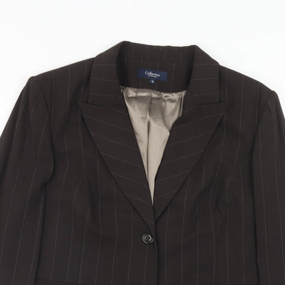 Debenhams Womens Brown Striped Viscose Jacket Suit Jacket Size 18
