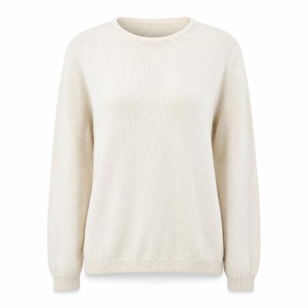 Holmes Womens Ivory Round Neck Cotton Pullover Jumper Size S