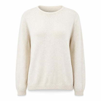 Holmes Womens Ivory Round Neck Cotton Pullover Jumper Size S