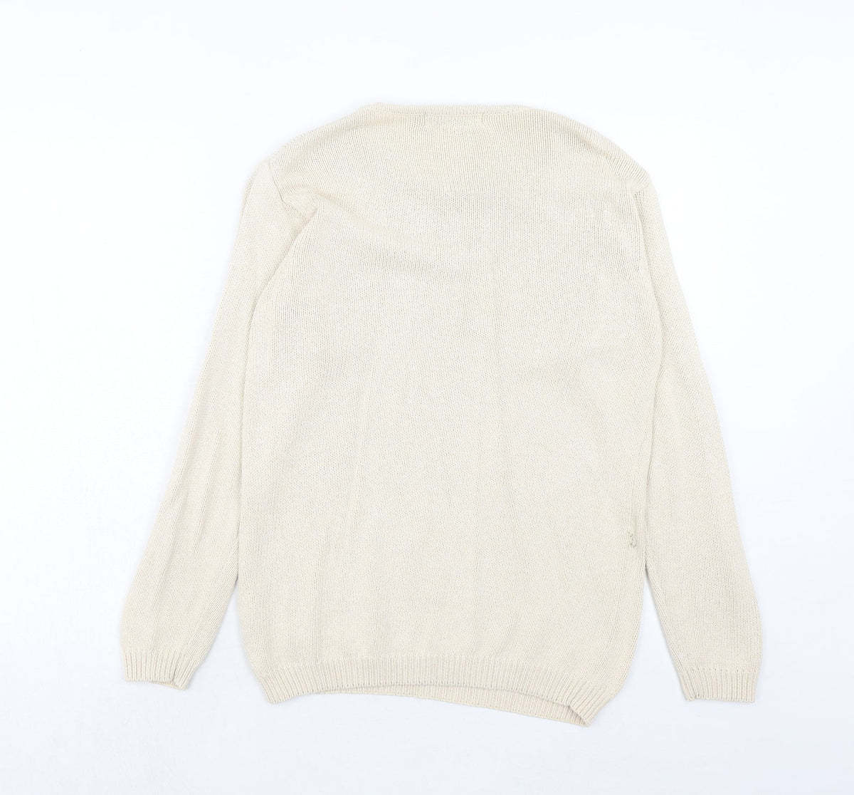 Holmes Womens Ivory Round Neck Cotton Pullover Jumper Size S