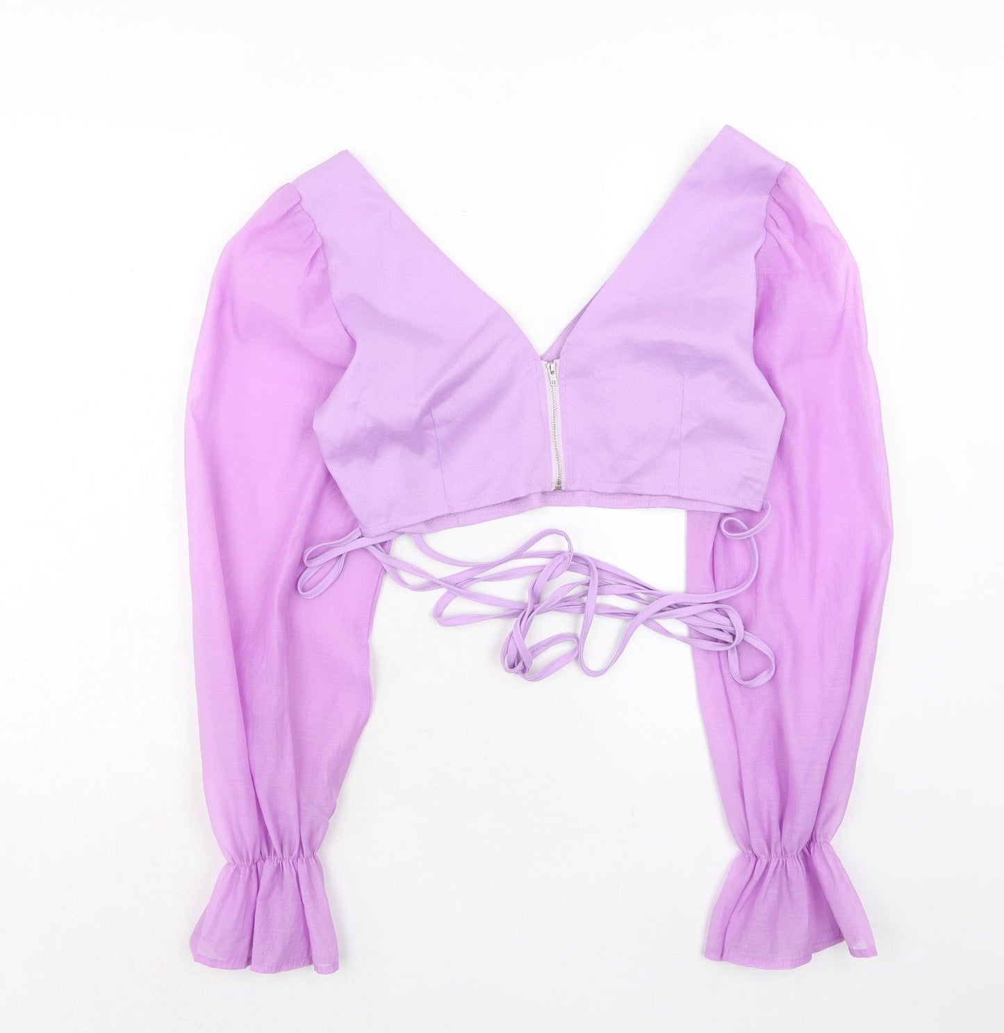 Boohoo Womens Purple Polyester Basic Blouse Size 12 V-Neck