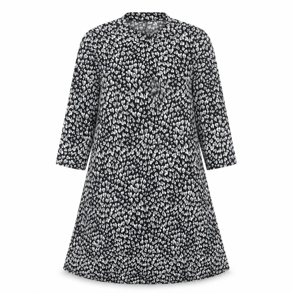 M&Co Womens Black Floral Polyester Fit & Flare Size 12 Round Neck Pullover - Heart Pattern