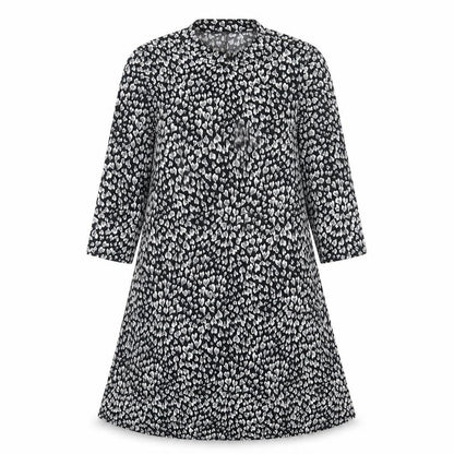M&Co Womens Black Floral Polyester Fit & Flare Size 12 Round Neck Pullover - Heart Pattern