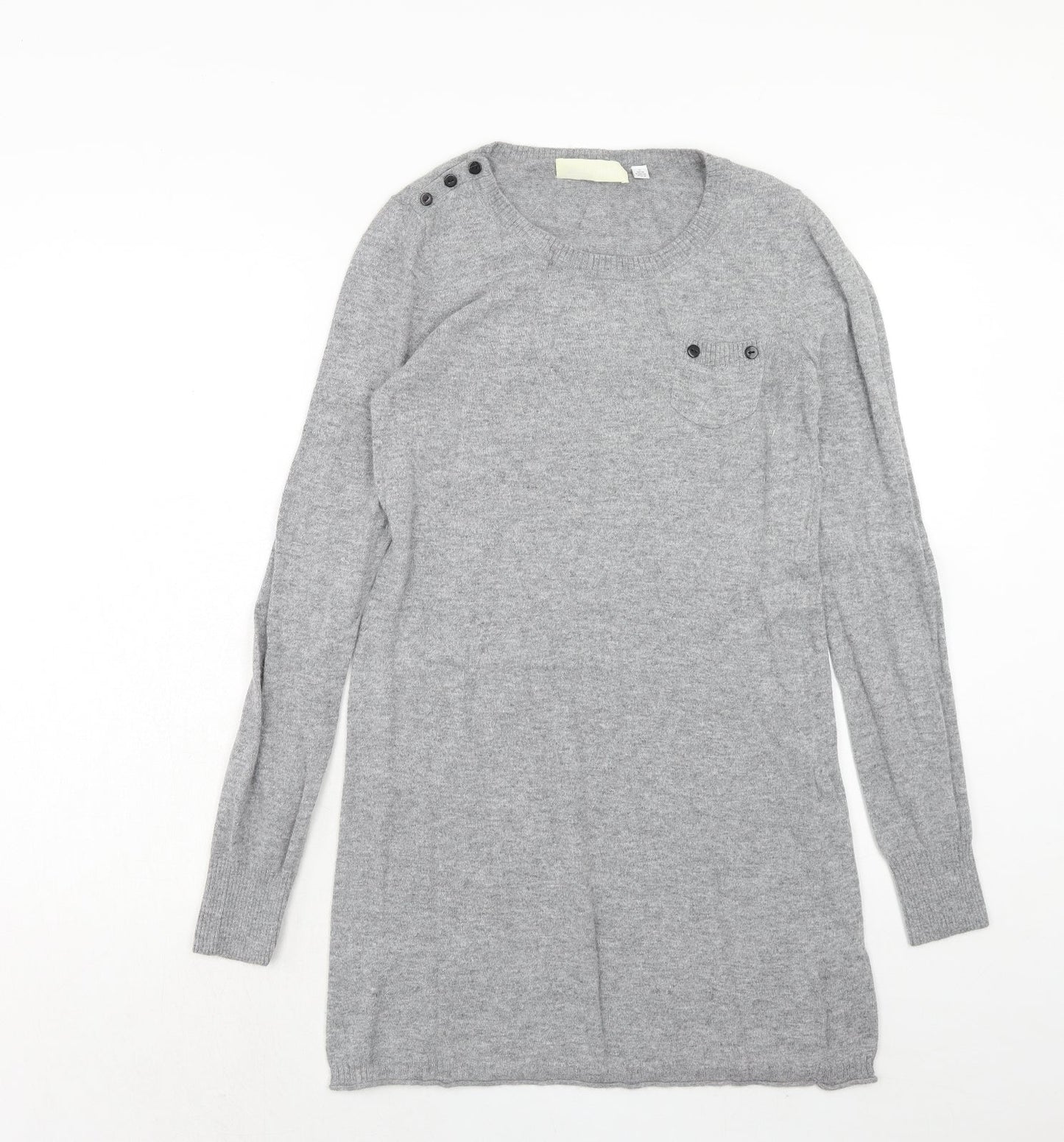 Ronit Zilkha Womens Grey Viscose Jumper Dress Size L Round Neck Pullover