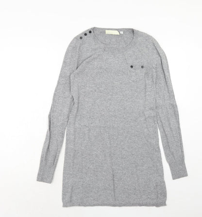 Ronit Zilkha Womens Grey Viscose Jumper Dress Size L Round Neck Pullover