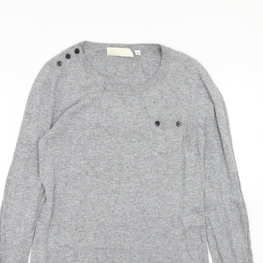 Ronit Zilkha Womens Grey Viscose Jumper Dress Size L Round Neck Pullover