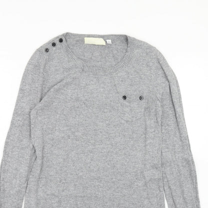 Ronit Zilkha Womens Grey Viscose Jumper Dress Size L Round Neck Pullover