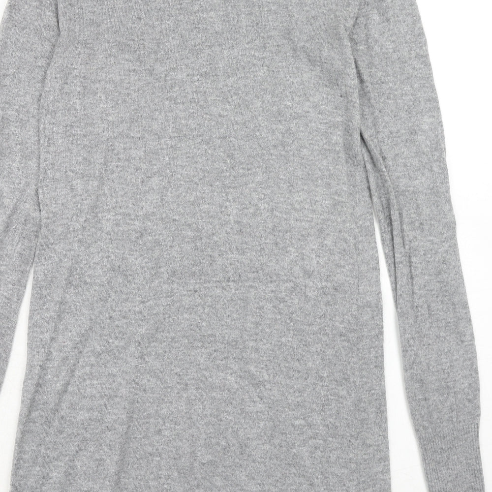 Ronit Zilkha Womens Grey Viscose Jumper Dress Size L Round Neck Pullover