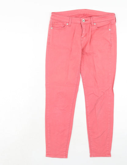 Uniqlo Womens Pink Cotton Skinny Jeans Size 28 in Regular Zip