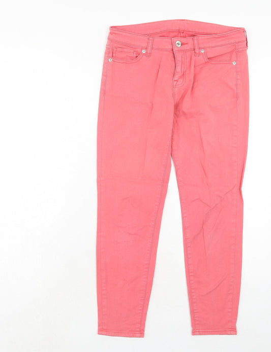 Uniqlo Womens Pink Cotton Skinny Jeans Size 28 in Regular Zip