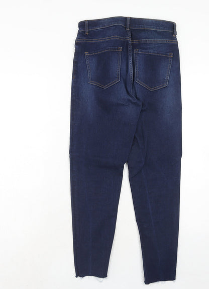 Marks and Spencer Womens Blue Cotton Skinny Jeans Size 10 Regular Zip