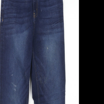 Marks and Spencer Womens Blue Cotton Skinny Jeans Size 10 Regular Zip