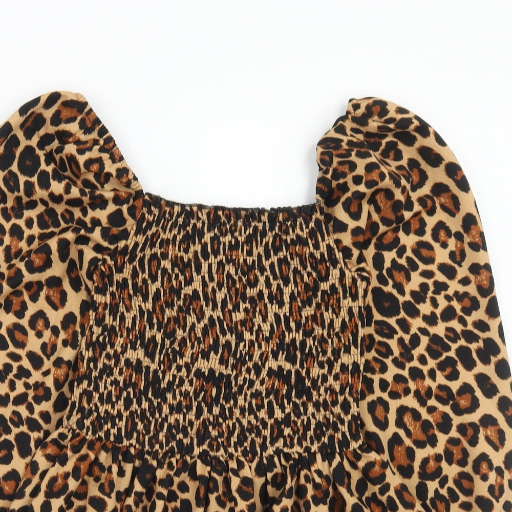 Womens UK Size 8 New Look Brown Basic Blouse