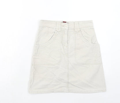 H&M Womens Beige Cotton A-Line Skirt Size 6 Zip