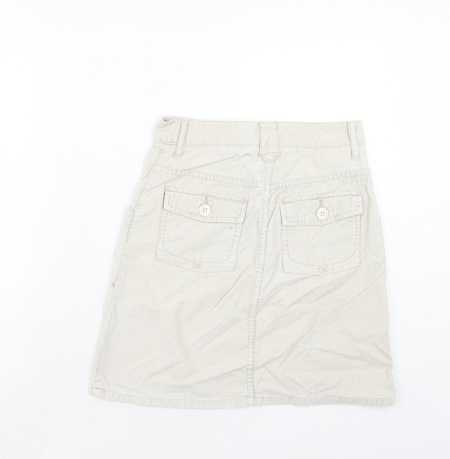 H&M Womens Beige Cotton A-Line Skirt Size 6 Zip