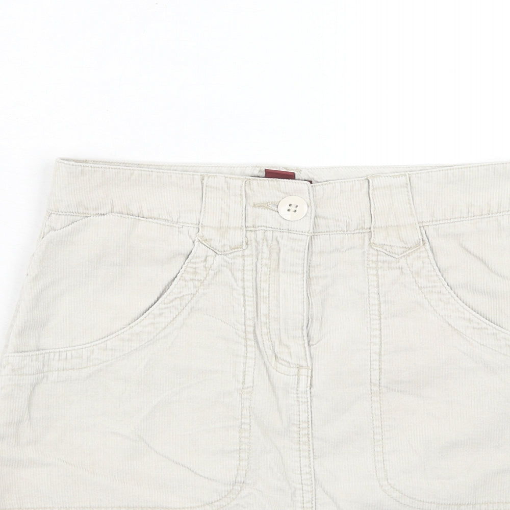 H&M Womens Beige Cotton A-Line Skirt Size 6 Zip