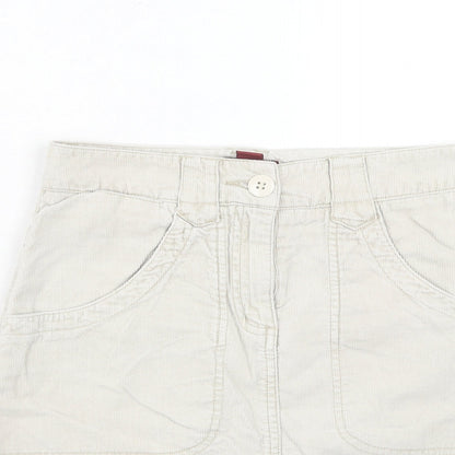 H&M Womens Beige Cotton A-Line Skirt Size 6 Zip