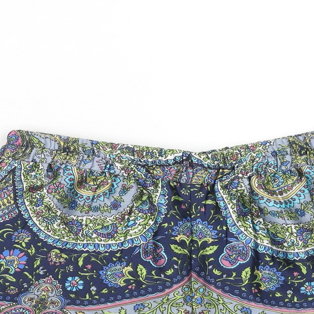 Sfera Womens Blue Geometric Viscose Basic Shorts Size M Regular Pull On