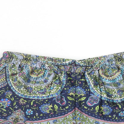 Sfera Womens Blue Geometric Viscose Basic Shorts Size M Regular Pull On