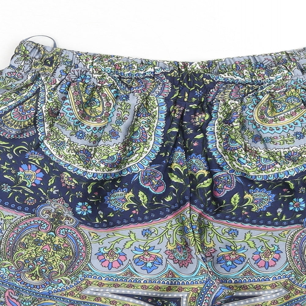 Sfera Womens Blue Geometric Viscose Basic Shorts Size M Regular Pull On