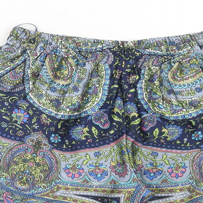 Sfera Womens Blue Geometric Viscose Basic Shorts Size M Regular Pull On