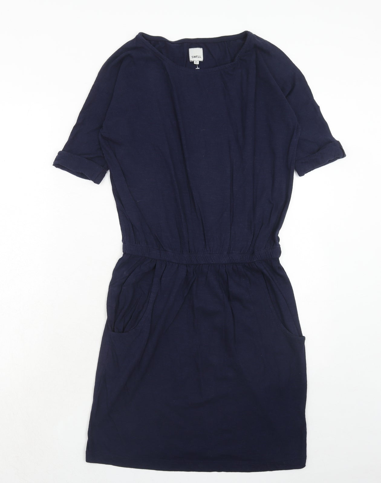 SWELL Womens Blue Cotton T-Shirt Dress Size XS Round Neck Pullover