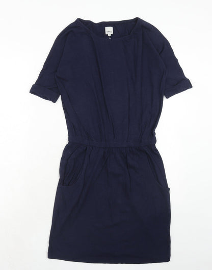 SWELL Womens Blue Cotton T-Shirt Dress Size XS Round Neck Pullover