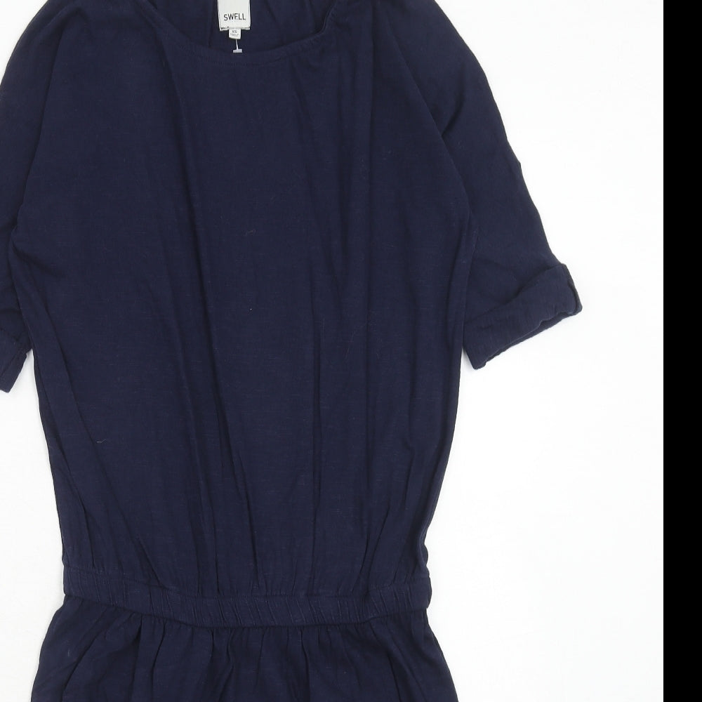 SWELL Womens Blue Cotton T-Shirt Dress Size XS Round Neck Pullover