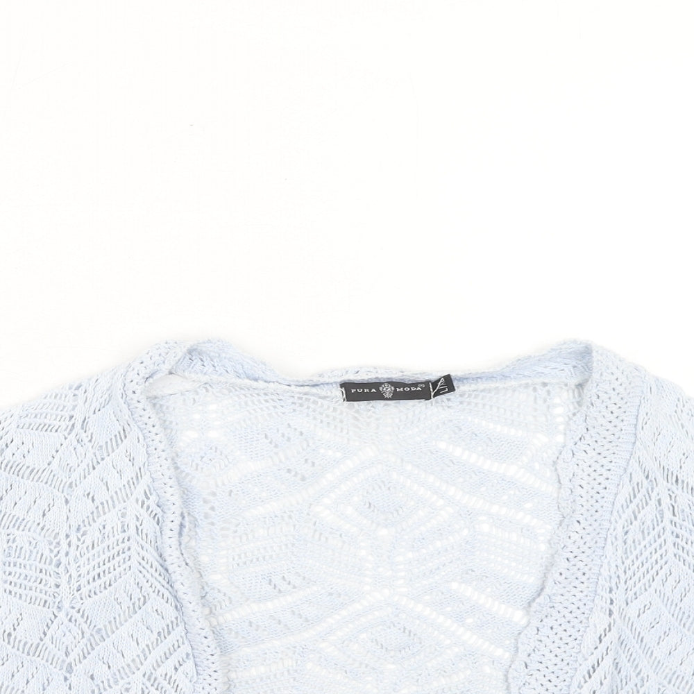 Pure Moda Womens Blue V-Neck Cotton Cardigan Jumper Size L - Size L/XL
