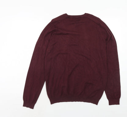 River Island Mens Purple Crew Neck Viscose Pullover Jumper Size M Long Sleeve