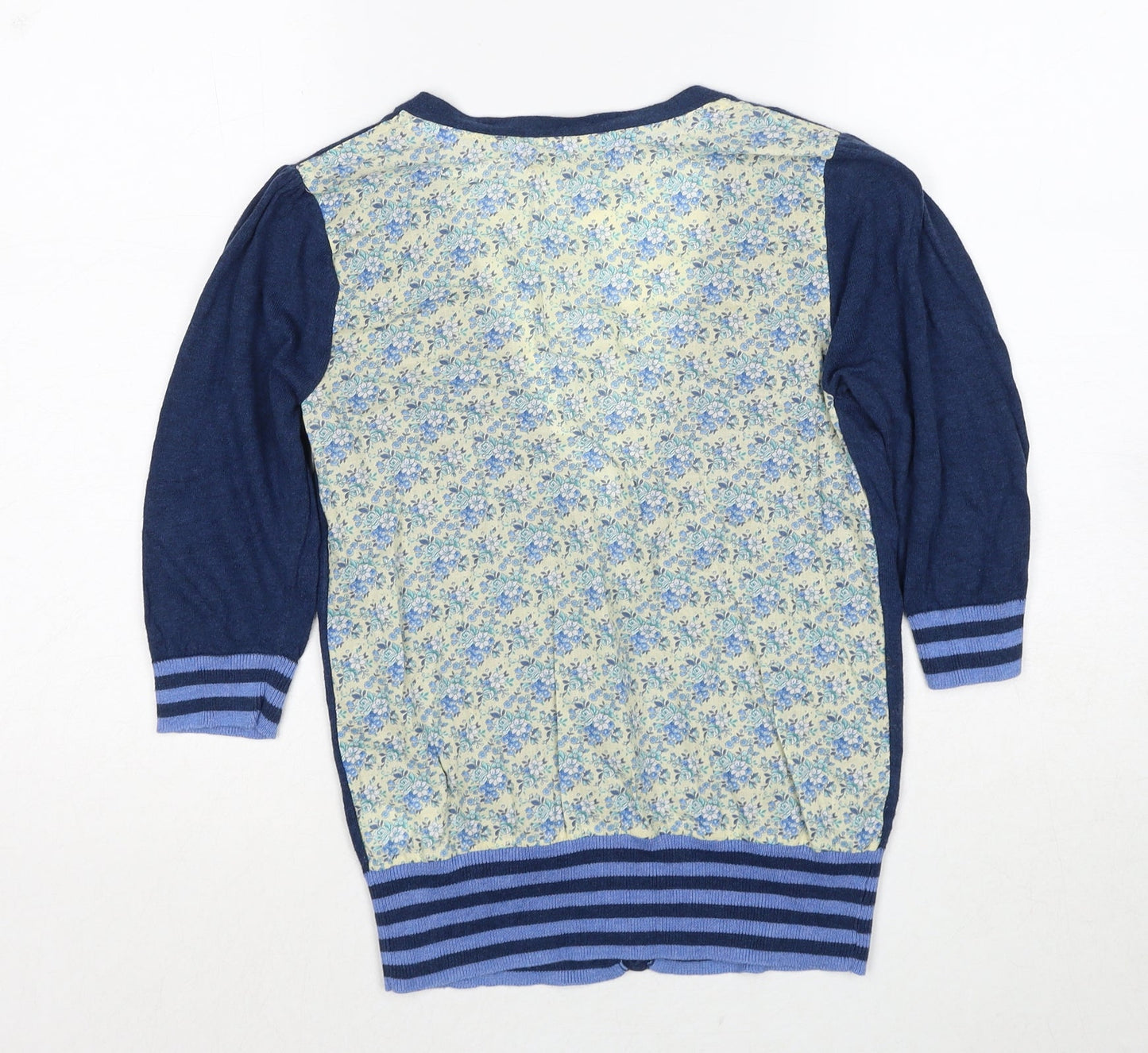 Monsoon Womens Blue V-Neck Cotton Cardigan Jumper Size XS Button