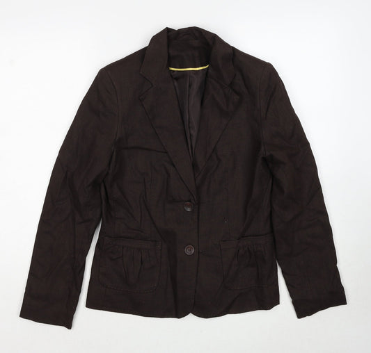 E-vie Womens Brown Jacket Blazer Size 12 Button