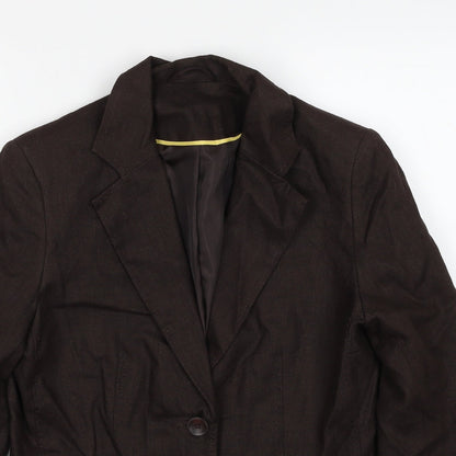 E-vie Womens Brown Jacket Blazer Size 12 Button