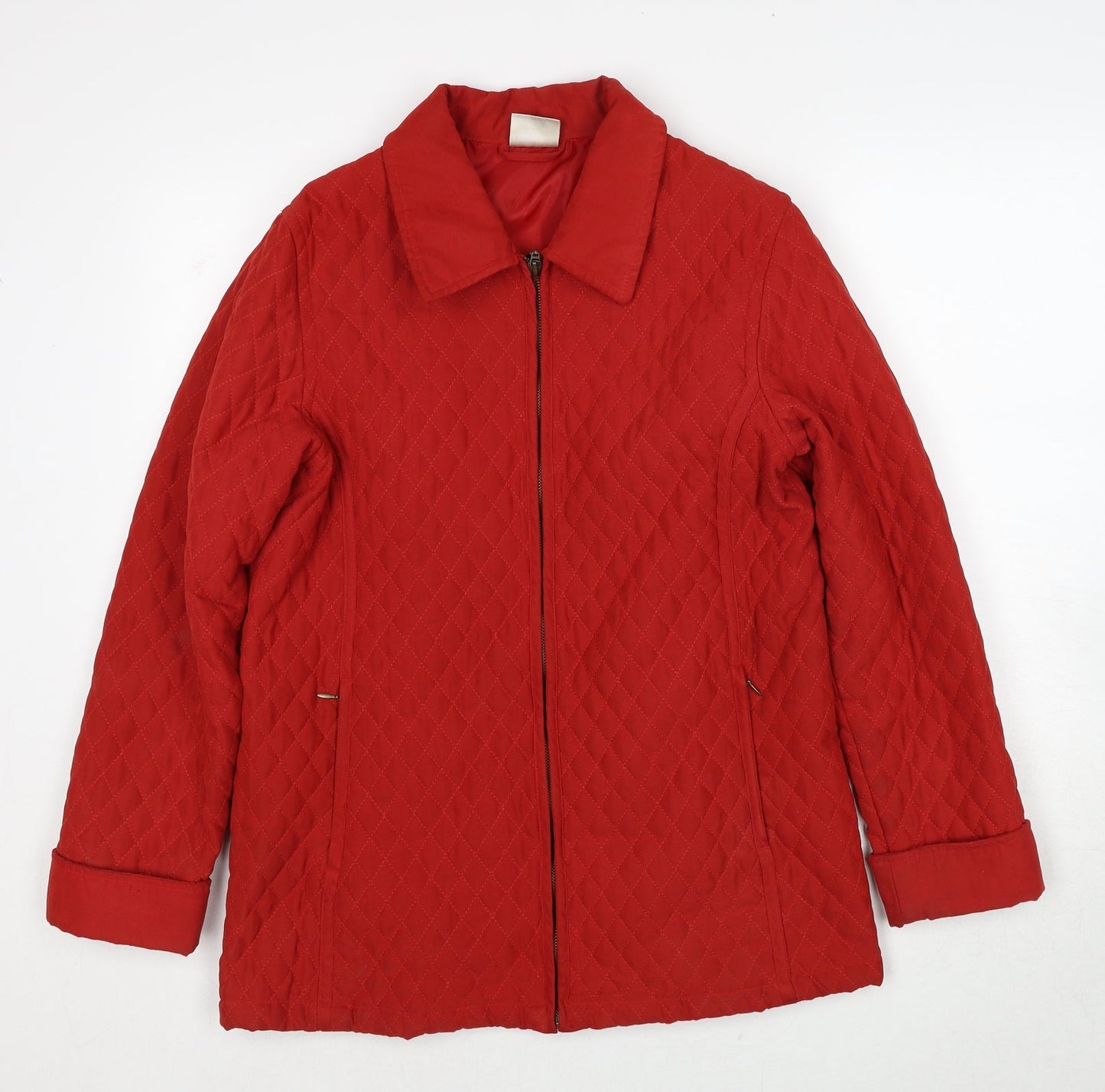 Womens UK Size M Jumper Red Quilted Coat
