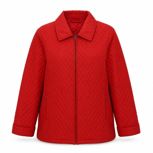 Womens UK Size M Jumper Red Quilted Coat