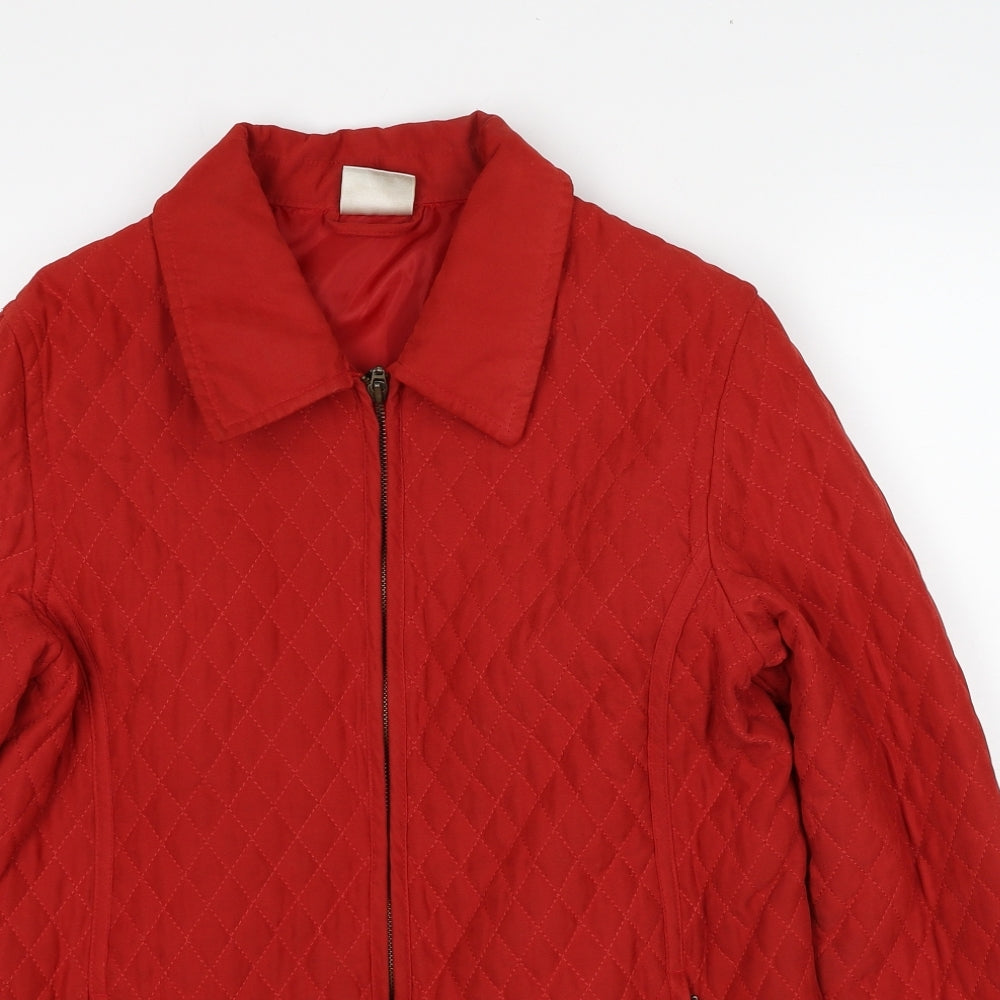 Womens UK Size M Jumper Red Quilted Coat