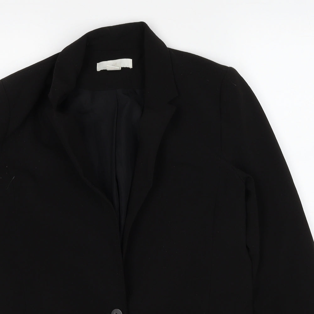 H&M Womens Black Polyester Jacket Blazer Size 8