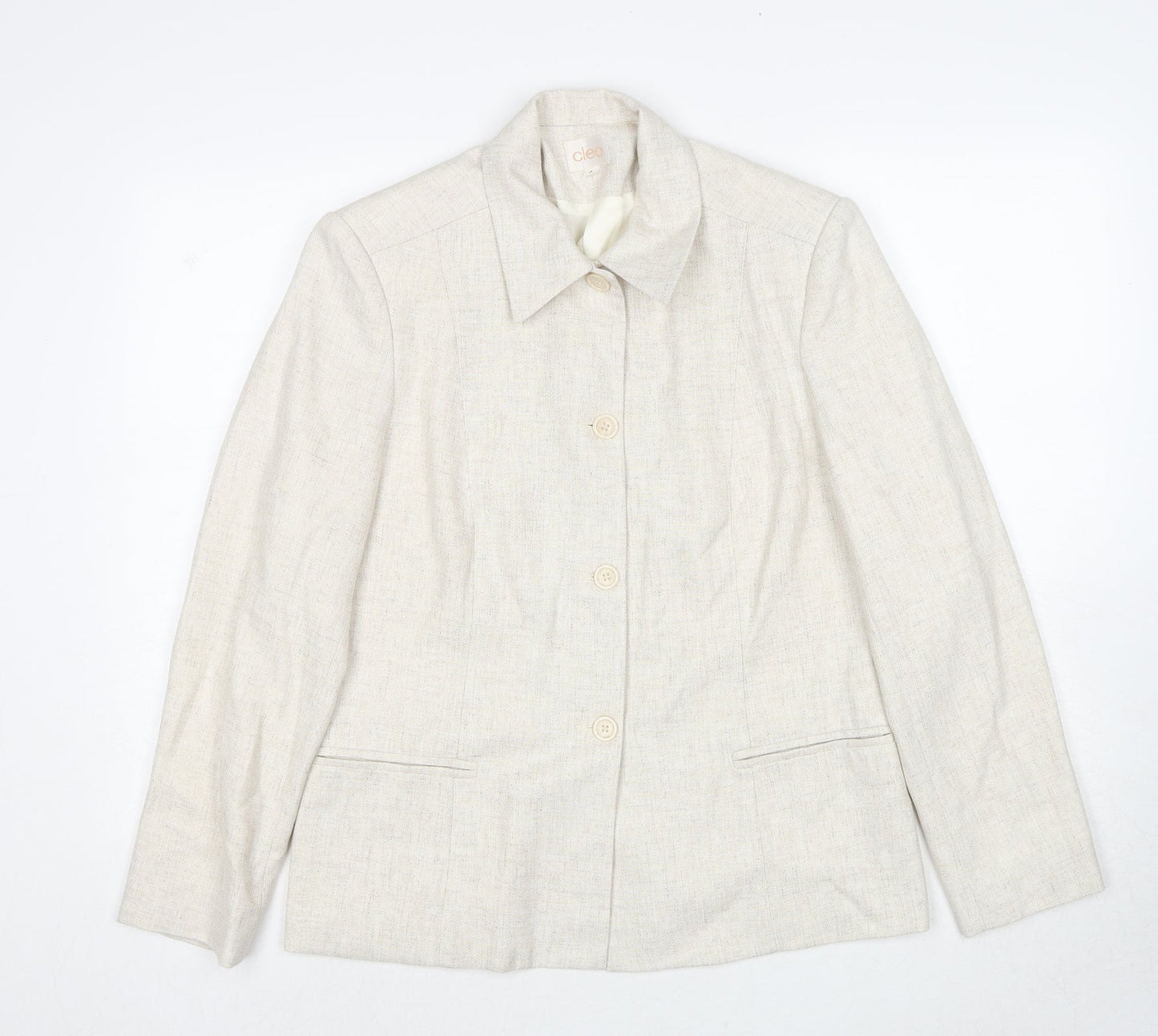 Cleo Womens Beige Jacket Blazer Size 8 Button