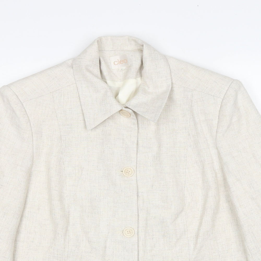Cleo Womens Beige Jacket Blazer Size 8 Button