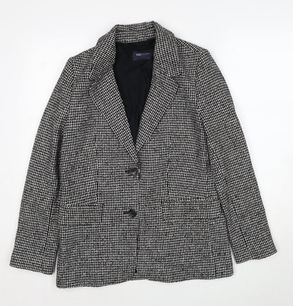 Marks and Spencer Womens Black Geometric Polyester Jacket Blazer Size 8