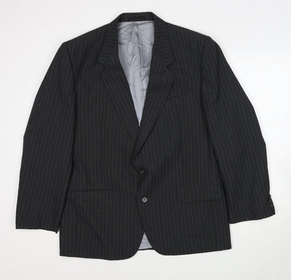 Origin Mens Grey Striped Polyester Jacket Suit Jacket Size 42 Regular