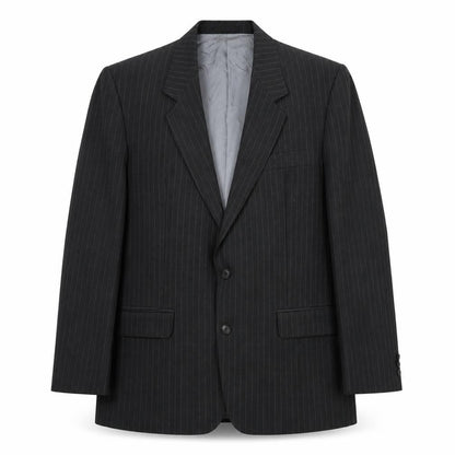 Origin Mens Grey Striped Polyester Jacket Suit Jacket Size 42 Regular