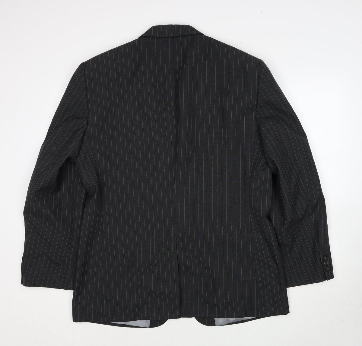 Origin Mens Grey Striped Polyester Jacket Suit Jacket Size 42 Regular