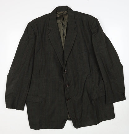 March Mens Green Plaid Wool Jacket Suit Jacket Size 42 Regular