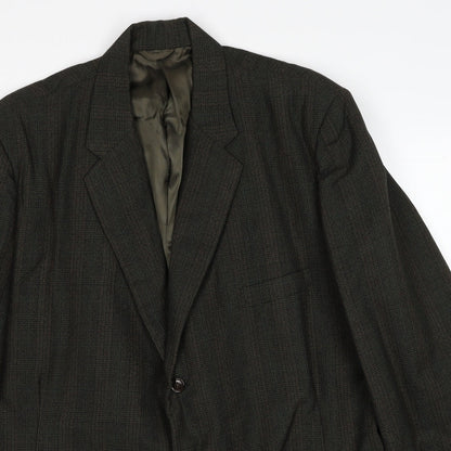 March Mens Green Plaid Wool Jacket Suit Jacket Size 42 Regular